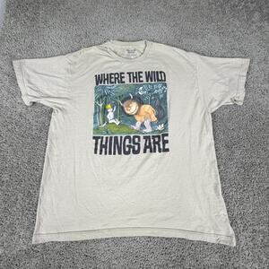 Where The Wild Things Are Shirt 2XL Beige Black Short Sleeve Childrens Book READ